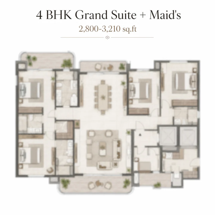 Prestige Rosewood 4 BHK Grand Suite + Maid's floor plan layout Prestige Rosewood 4 BHK Grand Suite + Maid's floor plan layout